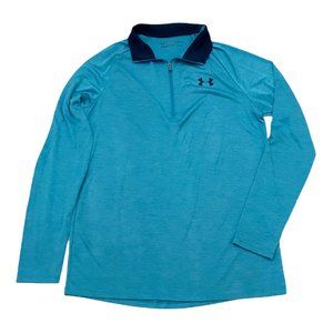 Under Armour UA Men's HeatGear 1/4 Zip Long Sleeve Shirt Blue Size Small